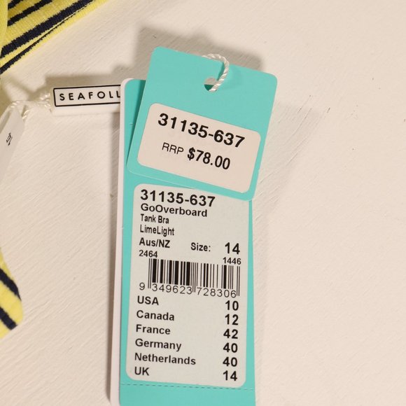 NWT Seafolly Go Overboard Tank Bra in Limelight - Picture 4 of 10